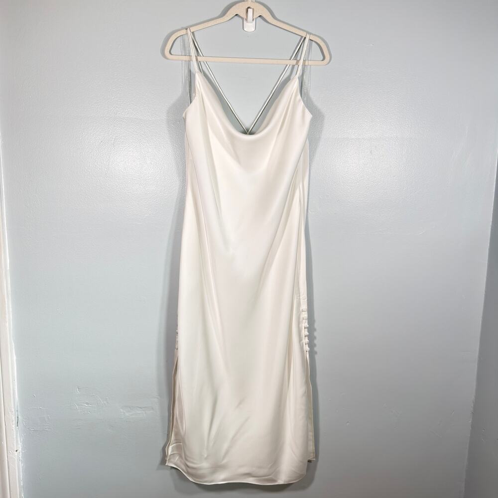 BHLDN Sachin & Babi Dylan White Satin Slip Midi Bridal Dress Lace Back Button 14 - Picture 2 of 9